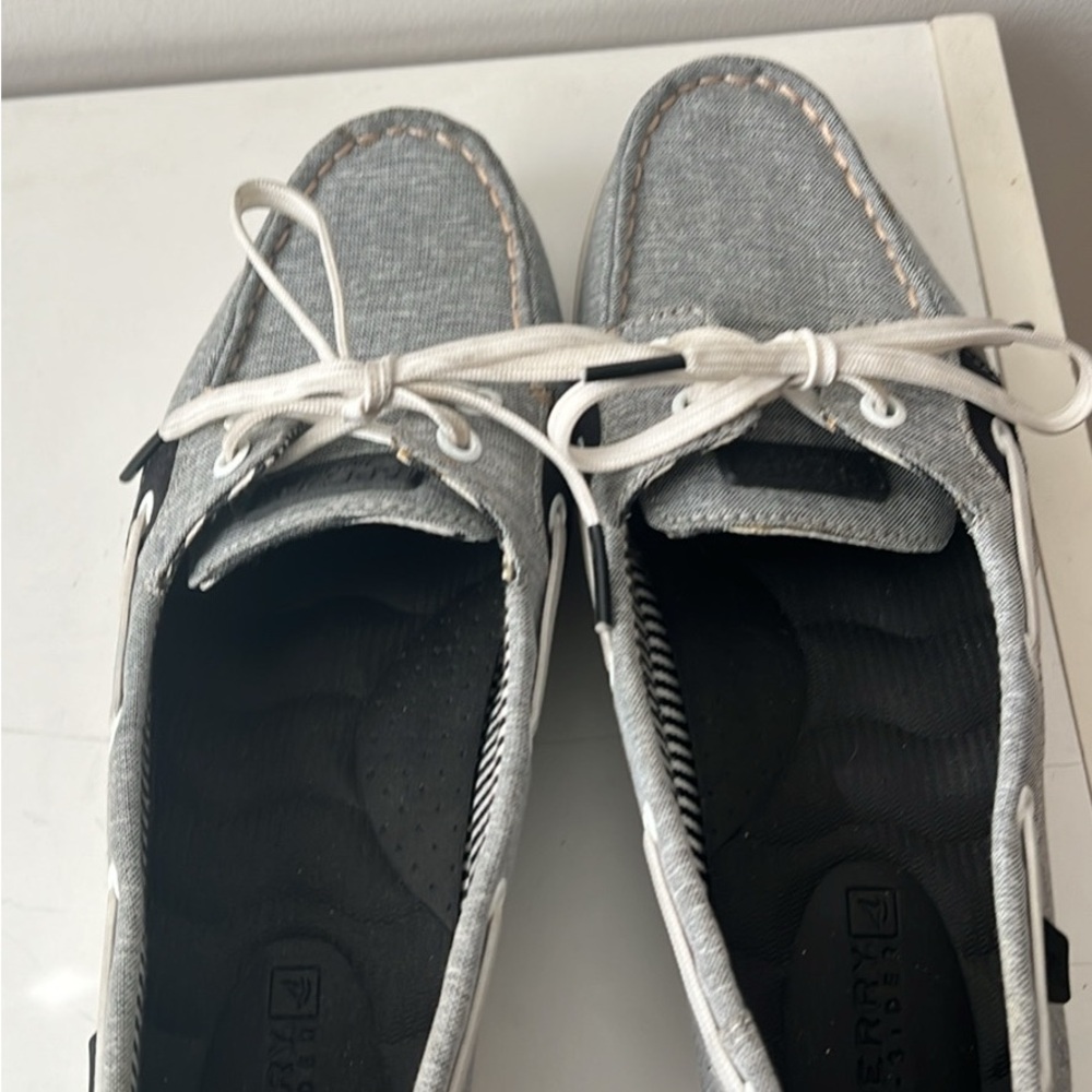 Gray Boat Shoes with White Laces